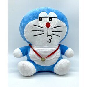Doraemon Blue Gadget Cat 11” Plush Kissy Face Metal Bell Plush Stuffed Anime HTF